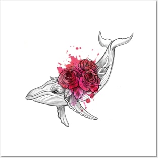 Pink whale mini Posters and Art